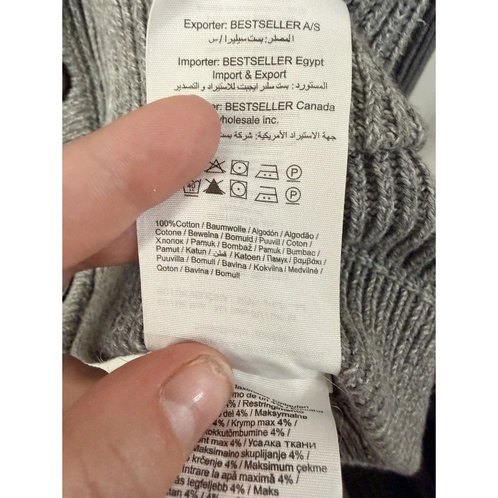 Jack & Jones Shawl Collar Cardigan Gray Rib Knit 100% Cotton Men's M